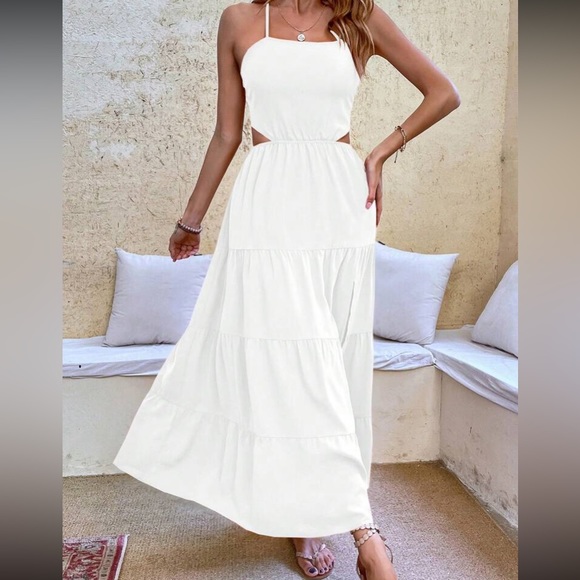 Boho crisscross tie open back cutout maxi dress - Picture 6 of 7